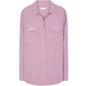 MOVING SALE:slim signature silk shirt orange/coral